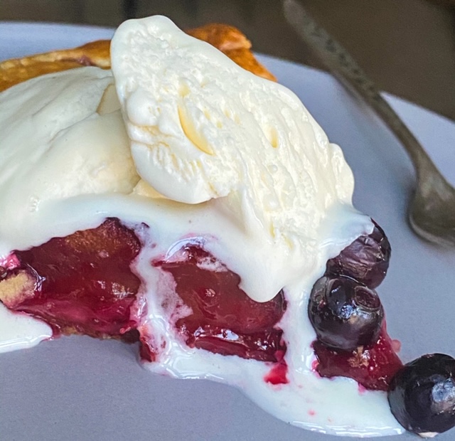 fruit galette with ice cream
