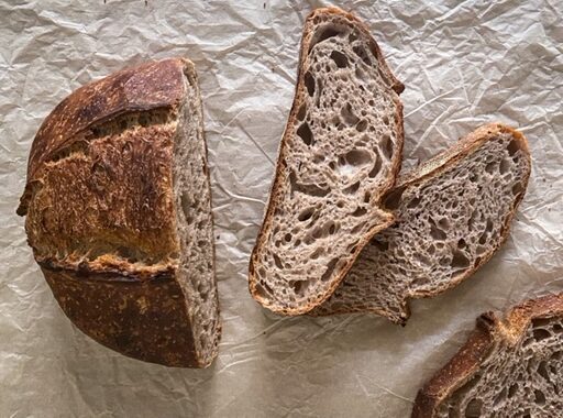 purple wheat sourdough sliced